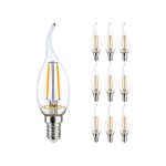 Mehrfachpackung 10x Noxion Lucent LED E14 Gebogene Spitze Kerze Fadenlampe Klar 2.5W 250lm - 827 Extra Warmweiß | Ersatz für 25W