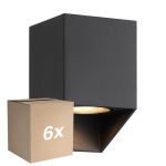 Mehrfachpackung 6x Nordlux Nico Wandleuchte Quadrat Aluminium Schwarz | Geeignet für 1x GU10