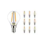 Mehrfachpackung 10x Noxion Lucent Lustre LED E14 Kugel Fadenlampe Klar 2.5W 250lm – Dimmbar - Ersatz für 25W