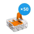 Mehrfachpackung 50x Wago 221-413 Klemmleiste Verbinder| 3 Draht Verbindung