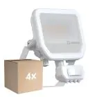 Mehrfachpackung 4x Ledvance Led-Scheinwerfer Aluminium Weiß 17W 2200lm 100D - 830 Warmweiß | IP65 - Bewegungs- Und Lichtsensor - Symmetrisch