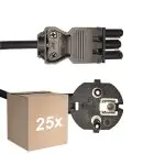 Mehrfachpackung 25x Noxion GST-Kompatibel Versorgungskabel - Weiblich + Schuko Europlug - Schwarz 5m - 3 pole 0.75mm2