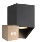 Mehrfachpackung 6x Nordlux Nico Wandleuchte Quadrat Aluminium Schwarz | Geeignet für 1x GU10