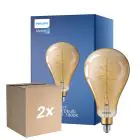 Mehrfachpackung 2x Philips Classic LED Glühbirne E27 Birne Gold 7W 470lm - 818 Extra Warmweiß | Dimmbar - Ersatz für 40W