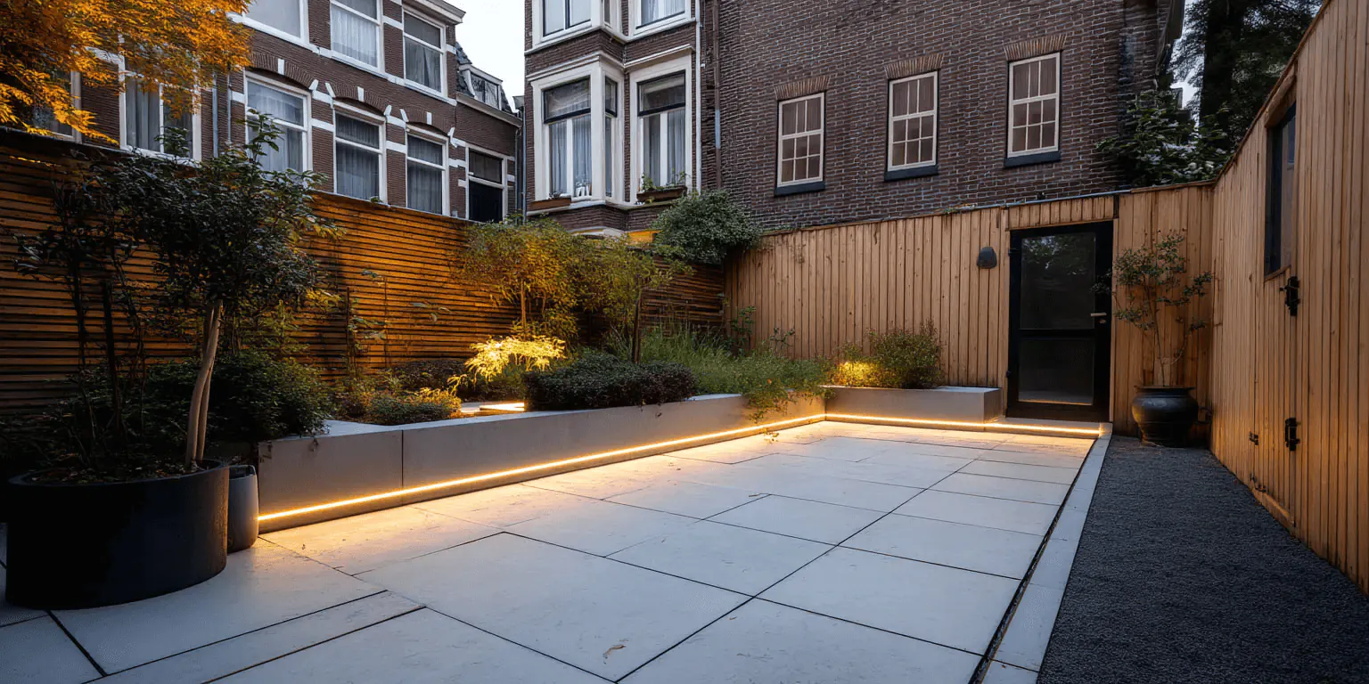 LED-Streifen als LED-Außenbeleuchtung in einem Garten