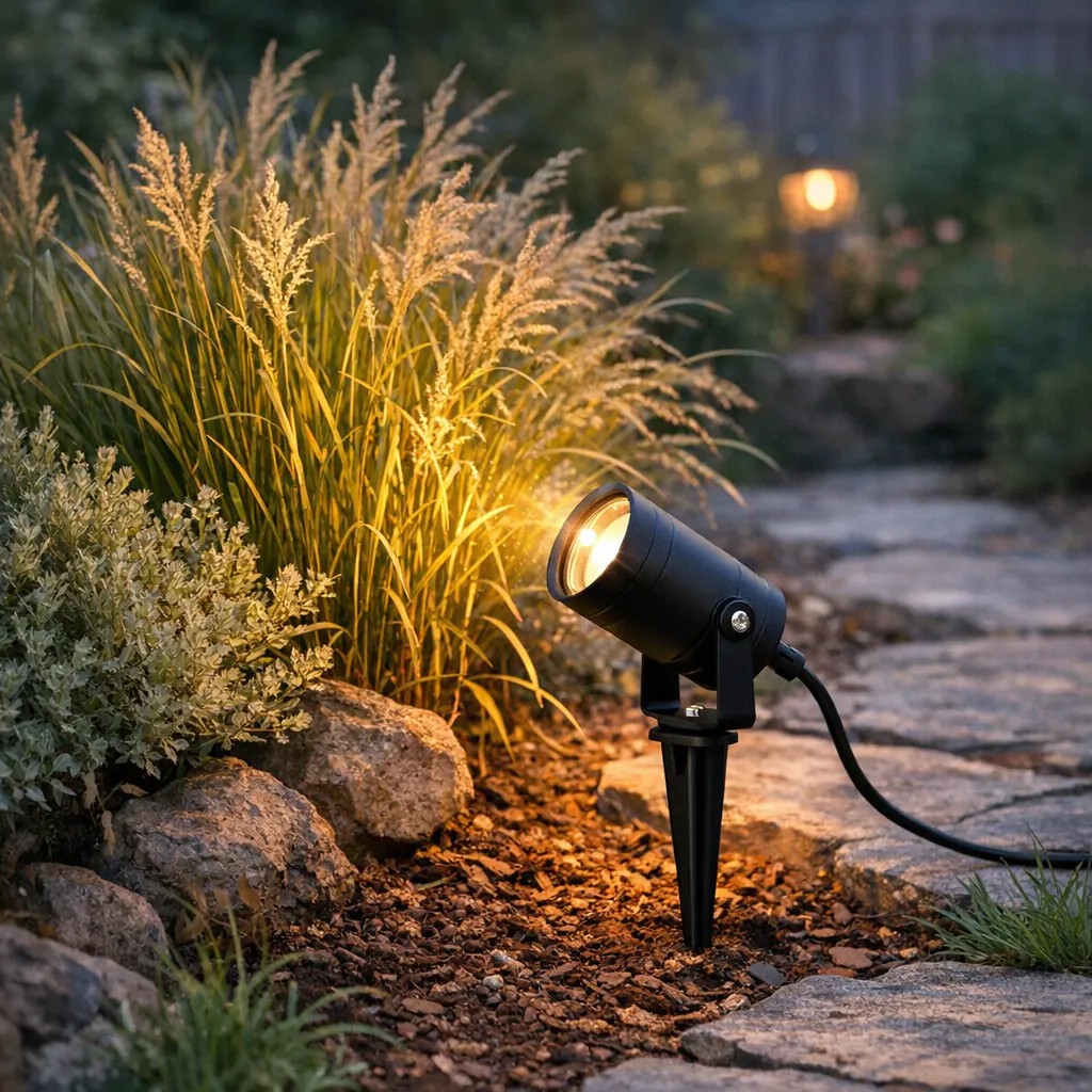 Erdspießstrahler im Garten